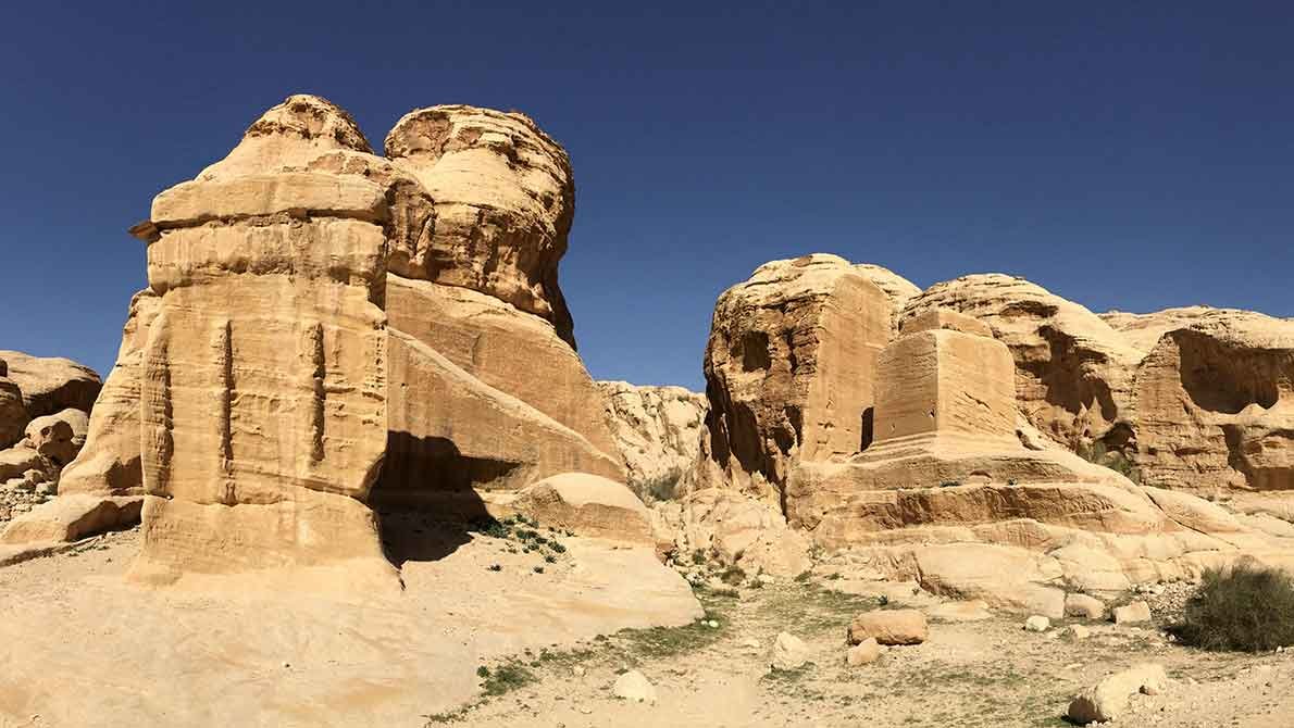 Ancient Djinn Blocks Petra cliff view